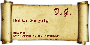 Dutka Gergely névjegykártya
